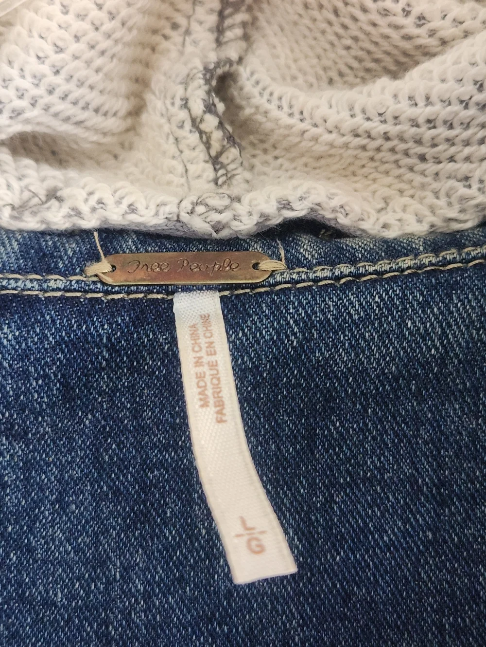 Free People Denim Distressed Jacket With Removable Hoodie Women's Size Large - Picture 4 of 11